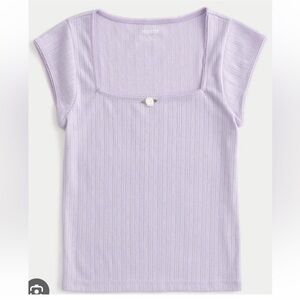 Hollister women's pointelle square neck lavender tee s small